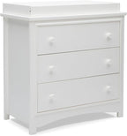 Delta Children Perry 3 Drawer Dresser with Changing Top and Interlocking Drawers, Bianca White