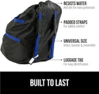 GORILLA GRIP Car Seat Travel Bag for Airplane Gate Check, Easy Carry Padded Backpack Bags Cover Carseats, Infant Baby Carriers and Toddler Booster Seats for Airport, Child Air Travels Essential, Blue