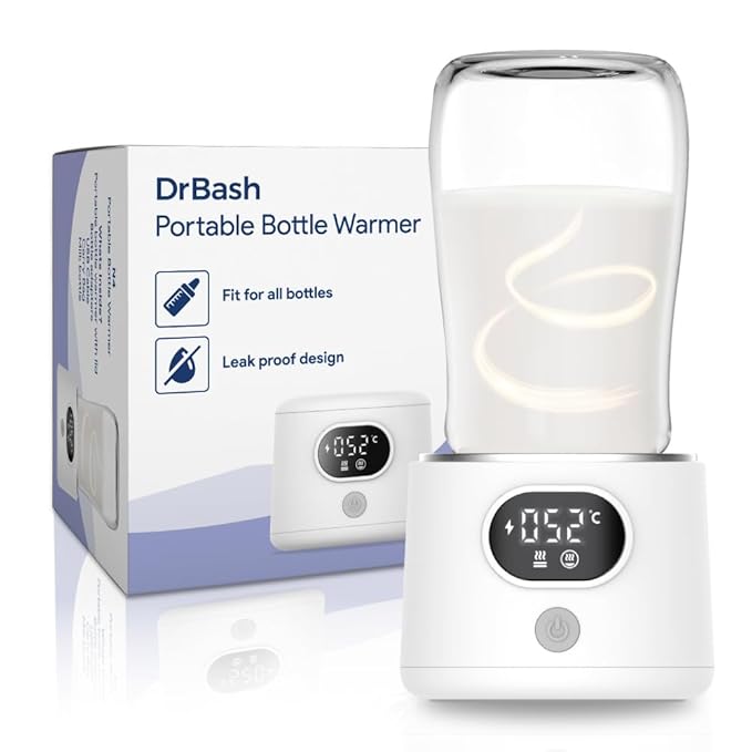 DrBash Portable Bottle Warmer for Travel, Leak-Proof Travel Baby Bottle Warmer with Fast Heating for Breastmilk, Safety Material Baby Bottle Warmer for Dr. Brown, Medela, Tommee Tippee, ComoTomo,