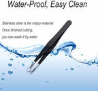 Liangery Manual Nose Hair Trimmer for Men Women- Stainless Steel Precision Blades, Leather Case, Tweezers Style Nasal Cutter, Eyebrow, Ear & Facial Grooming Tool (Black)