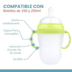 Botabee Baby Bottle Handle Grip for Comotomo 5 Ounce and 8 Ounce Silicone Bottles - Pack of 3 (Green)