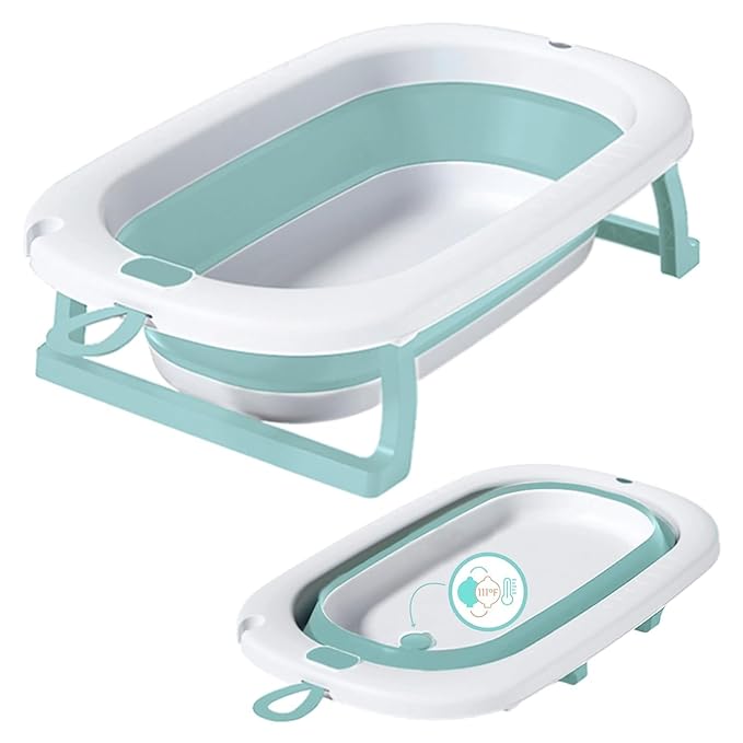 Lulyboo Collapsible Baby Bathtub - Lightweight Newborn Bathtub - Easy to Store Baby Tub for 0 to 12 Months - Foldable Toddler Infant Bath tub - Sensitive Plug Water Temperature - Baby Registry Search