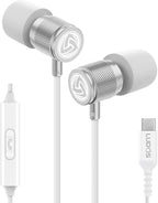 LUDOS Ultra USB C Headphones for iPhone 16 15 Pro Max Plus iPad Pro, 5 Years Warranty, Magnetic USB-C Earbuds for Samsung Galaxy S24 S23 Ultra S22 S21 FE S20 A55 A54 A53, USB Type C Earphones - White