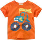 Boys' 4-Pack Excavator Short Sleeve Crewneck T-Shirts Top Tee Size 2-7 Years Toddler Boys' Value Pack Cotton T-Shirt