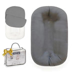 Baby Lounger - Snuggle Cozy Me Infant Lounger for Newborns | Breathable & Soft, Portable Awake-Time Pad, Essential Baby Gift- Grey (Lounger Cover Included)