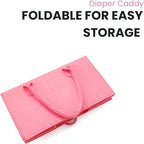 PandaEar 2 Pack Baby Diaper Caddy Organizer, Portable Diaper Holder Nursery Storage Basket for Wipes & baby stuff, Collapsible Baby Organizers with Divided Design (Red/Pink)