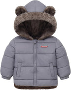 Infant Baby Winter Coat Bear Hooded Jacket Warm Fleece Snowsuit Windproof Outerwear for Toddler Boy Girl 9M-4T