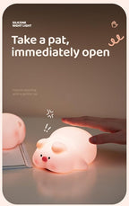 ATSUI Pig Night Light for Kids, Food Grade Silicone, Rechargeable, Tap Fun Kawaii Lamp for Kids Room, Adjustable Brightness, Cute Stuff for Boys Girls, Cute Gifts for Baby Children