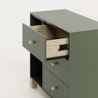 Storkcraft California 3 Drawer Combo Dresser (Olive with Driftwood) – GREENGUARD Gold Certified, Interlocking Drawer System, Pre-Installed Drawer Tracks for Easier Assembly, Spacious Cabinet