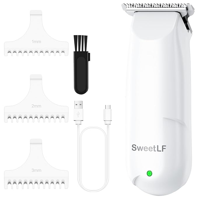 SweetLF Hair Clippers, Silent Cordless Hair Trimmer, Mini Hair Cutting Kit with 3 Guide Combs, USB Rechargeable, Portable, White