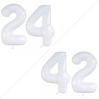 GOER Number 24 Balloons for 24th Birthday Party Decorations,42 Inch Jumbo Foil Helium 42 Balloons for 42nd Birthday Party Decoration (White)