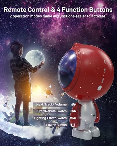 Astronaut Galaxy Projector, AIRIVO Star Projector for Bedroom, Robot Galaxy Projector Night Light for Kids, Bluetooth Speaker Ceiling Projector, Room Decor Gifts for Adults, Teens, Christmas
