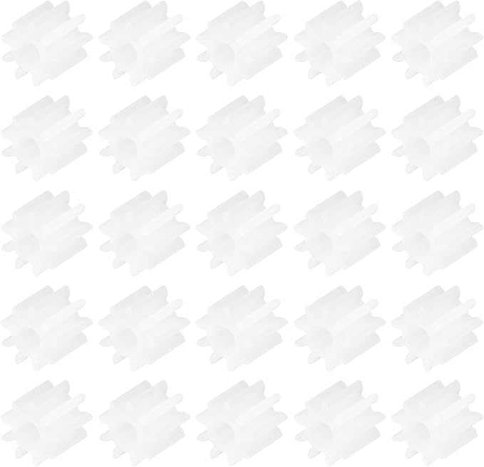 MECCANIXITY 30 Pcs Plastic Gears 9 Teeth Plastic Motor Gear Model 92A Reduction Gear for RC Car Model DIY Robot (White, Module 0.5)