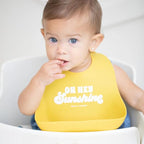 Baby Bib for Eating by Bella Tunno, Waterproof Silicone Bib with Large Food Catcher, Adjustable Fit for Babies 4-12 months & Toddlers 1-3 Years, Boys & Girls, Oh Hey Sunshine