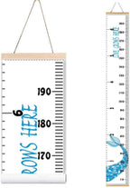 Kids Growth Chart, Wood Frame Fabric Canvas Height Measurement Ruler from Baby to Adult for Child's Room Decoration 7.9 x 79in (7.9 x 79in, Blue Mermaid)