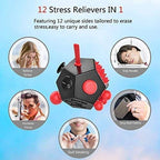 12 Sided Cube Toys,Fidget Dodecagon Toys Relief Stress,Autism Anxiety Depression for Kids and Adults (Red, Normal A4)