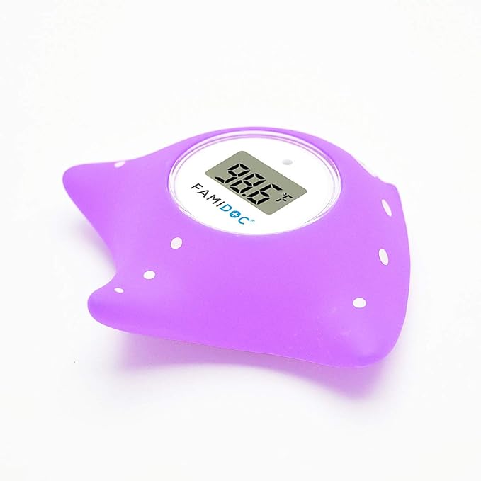 Famidoc Baby Bath Thermometer with Room Thermometer New Upgraded Sensor Technology for Baby Bath Tub Floating Toy Thermometer (Purple)