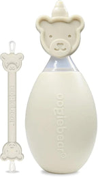 oogiebear BearPair Silicone Bulb Baby Nasal Aspirator and Ear & Nose Syringe, Safely Sucks Snot and Removes Mucus, Cleanable and Reusable, Grey