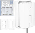 Outlet Cover Box for Child Safety (2 Pack) Duplex & Decorator Electrical Outlet Plates, Concealed Access Buttons, and Spacious Compartment - Jool Baby
