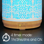 Earnest Living Essential Oil Diffuser White Ceramic Diffuser 500 ml Timers Night Lights and Auto Off Function Home Office Humidifier Aromatherapy Diffusers for Essential Oils