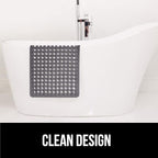 GORILLA GRIP Patented Bath Tub Shower Mat, Machine Washable Bathtub Floor Liner Mats, Suction Cups and Drain Holes to Keep Tubs Clean, Soft on Feet, Bathroom Essentials, 35x16 Inch, Gray Opaque