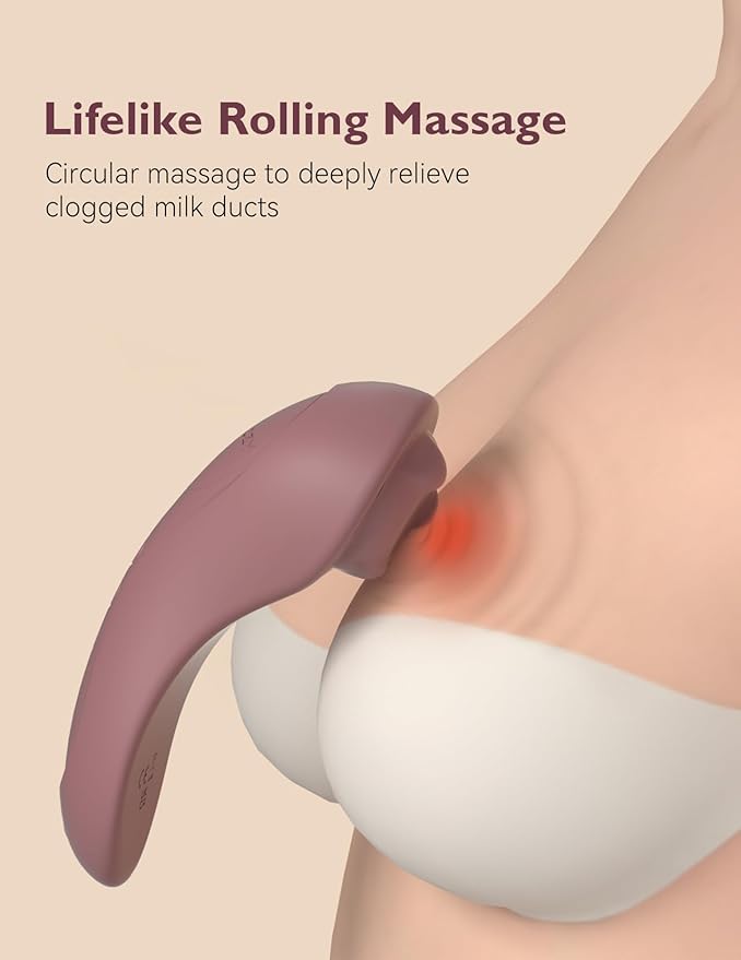 Momcozy Rolling Lactation Massager with Heat, 3-in-1 Real-Like Massage for Relieve Clogged Ducts, Breast Massager Warming for Breastfeeding, Improve Milk Flow, Dusty Rose