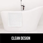GORILLA GRIP Patented Bath Tub Shower Mat, Machine Washable Bathtub Floor Liner Mats, Suction Cups and Drain Holes to Keep Tubs Clean, Soft on Feet, Bathroom Essentials, 35x16 Inch, Clear