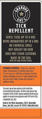 Grandpa Gus's Natural Tick Repellent Spray with Essential Oils - for Humans, DEET-Free, Up to 8 Hours of Protection, Camper Essentials, Safe Around Kids and Dogs, 4 oz (Pack of 2)