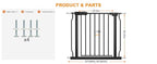 Narrow Baby Gates for Stairs Doorways Auto Close Tension Black Metal Child Pet Safety Gates with Pressure Mount 29-34 Inch Wide