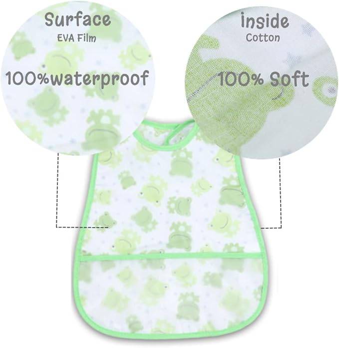 Baby bibs Waterproof Toddler bib - Feeding bib with Pocket for Infant Boy Girl Washable 6-36M