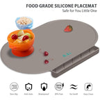 Silicone Placemat for Baby, Silicone Baby Toddlers Non-Slip Tablemats Stain Resistant Anti-Skid Reusable Dishwasher Safe Table Mats, Portable Food Mat Travel, Gray