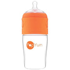 PopYum 9 oz Orange Anti-Colic Formula Making/Mixing/Dispenser Baby Bottle with #2 Medium Flow Nipple, 260 ml, BPA-Free, Natural Latch