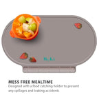 Silicone Placemat for Baby, Silicone Baby Toddlers Non-Slip Tablemats Stain Resistant Anti-Skid Reusable Dishwasher Safe Table Mats, Portable Food Mat Travel, Gray