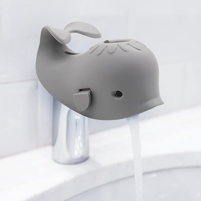 Baby Bathtub Faucet Cover, Faucet Cover Baby Bathtub Spout Cover, Bath Spout Protective Cover, Bathtub Safety Spout Guard, Baby Safety Protection Silicone Kit, Grey Whale Protector