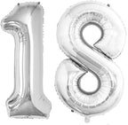 GOER Number 18 Balloons for 18th Birthday Sweet 18 Party Decorations,42 Inch Jumbo Foil Helium 81 Balloons for 81st Birthday Party Decoration (Silver)