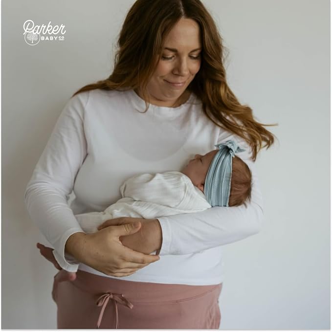 Parker Baby Cable Knit Nylon Headbands 5 Pack | Soft, Stretchy & Comfortable Bows for Girls | Adjustable, Soft to Touch & Knotted Headbands for Baby Girls | Baby Headwraps for Girls | Multiple Colors