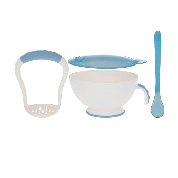 Nuby Garden Fresh Mash N' Feed Bowl with Spoon and Food Masher, Colors May Vary