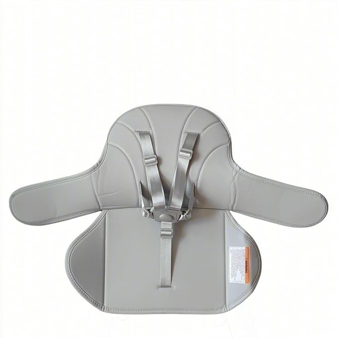 High Chair Pad - Easy Use Highchair Cushion, Soft Cover with 3-5 Point Harness for Baby, Padded Back Cover, Grey