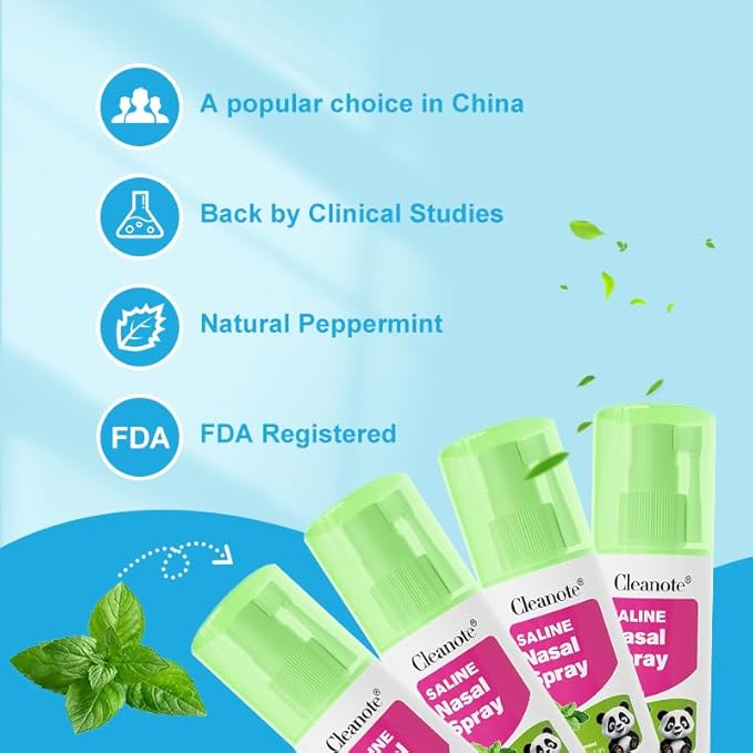 Nasal Cavity Cleaner 0.9% Physiological Saline Available for Children and Adults (60ml)-Moisturizes Dry Nose,Clean Nasal Passage，Sinus Relief，Refresh ，360 Degree Rotating Nozzle