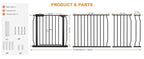 Extra Wide Baby Gate Extra Wide Extra Tall Dog Gates for Stairs Doorways Black Metal Tension Indoor Safety Gates with Pressure Mount 76.38-81.1 Inch