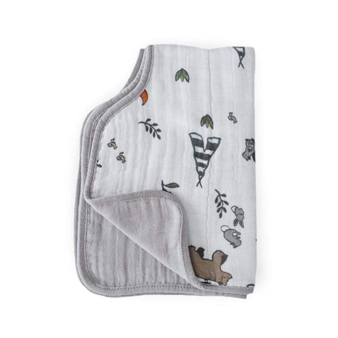 Little Unicorn Ultra-Absorbent Premium Burp Cloth | Soft on Baby's Skin | Larger Size | Ergonomic Design (Forest Friends)