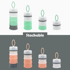 Baby Formula Dispenser, Portable Milk Powder Dispenser Container, Baby Feeding Travel Storage Container, formula mixer, formula holder, BPA Free, 4 Compartments, 2 Packs, dispensador de fórmula