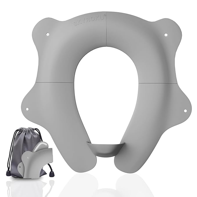 SKYROKU Foldable Kids Toilet Seat – Portable & Anti-Slip Travel Potty Training Seat for Toddlers,Safety material Baby Toilet Seat, Easy Clean & Compact for Home, Daycare, Grandparents House (Ages 2-6)