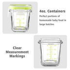 Matyz 4-Pack Glass Baby Food Jars With Lids Airtight Freezer Microwave Oven Safe (Mint Green, 4 OZ Each) - Small Solid Food Storage Containers Baby Stackable Baby Food Containers Glass