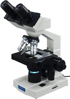 OMAX M82E Series LED Binocular Compound Lab Microscope - 40X-2000X Magnification - Microscope Kit with 100 Blank Slides & Cover Slips