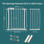 ALLAIBB Extra Wide Pressure Mounted Baby Gate Walk Through Child Kids Safety Toddler Tension White Long Large Pet Dog Gates with Extension for doorways Kitchen (43.31-48.03"/110-122cm)