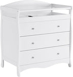 3-Drawer Changing Table, Safety Rails & Strap, Infant Diaper Changing Station with Drawers, Baby Diaper Changing Table Dresser for Nursery, Easy Assembly (White)
