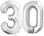 GOER Number 30 Balloons for 30th Birthday Party Decorations,42 Inch Jumbo Foil Helium Balloons for 30th Anniversary (Silver)