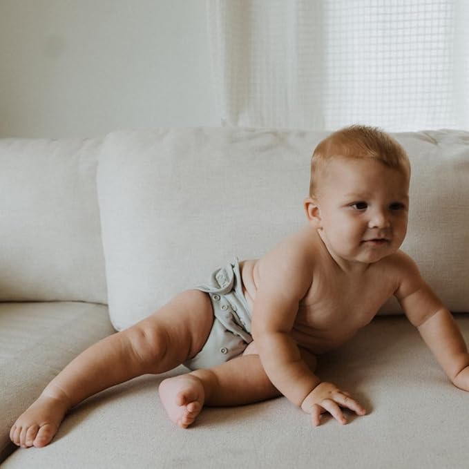 Nora's Nursery Cloth Diaper Cover, Reusable Cover with Snap Closure, Shell for Prefold, Flat, or Fitted Inserts, Includes Wet Bag - Morning Dew