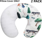 2 Pack Nursing Pillow Cover Neutral Stretchy Removable Baby Nursing Covers for Breastfeeding Pillows Soft Breathable Pillow Slipcover for Newborn Baby Boy or Girl (Animal)